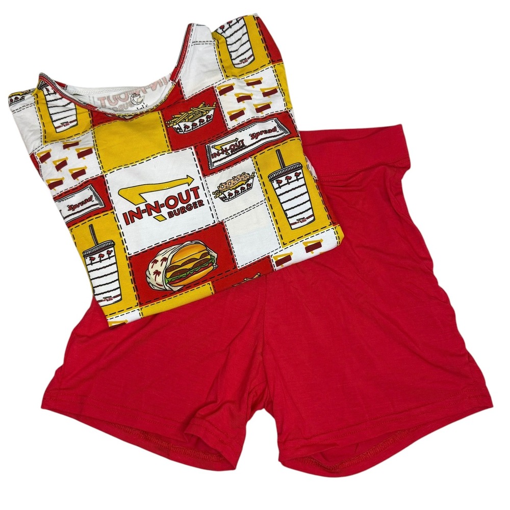 Bamboo Kids Boxy Tee & Shorts Day Wear In-N-Out Burger Set 7-8T NWT - Picture 1 of 8